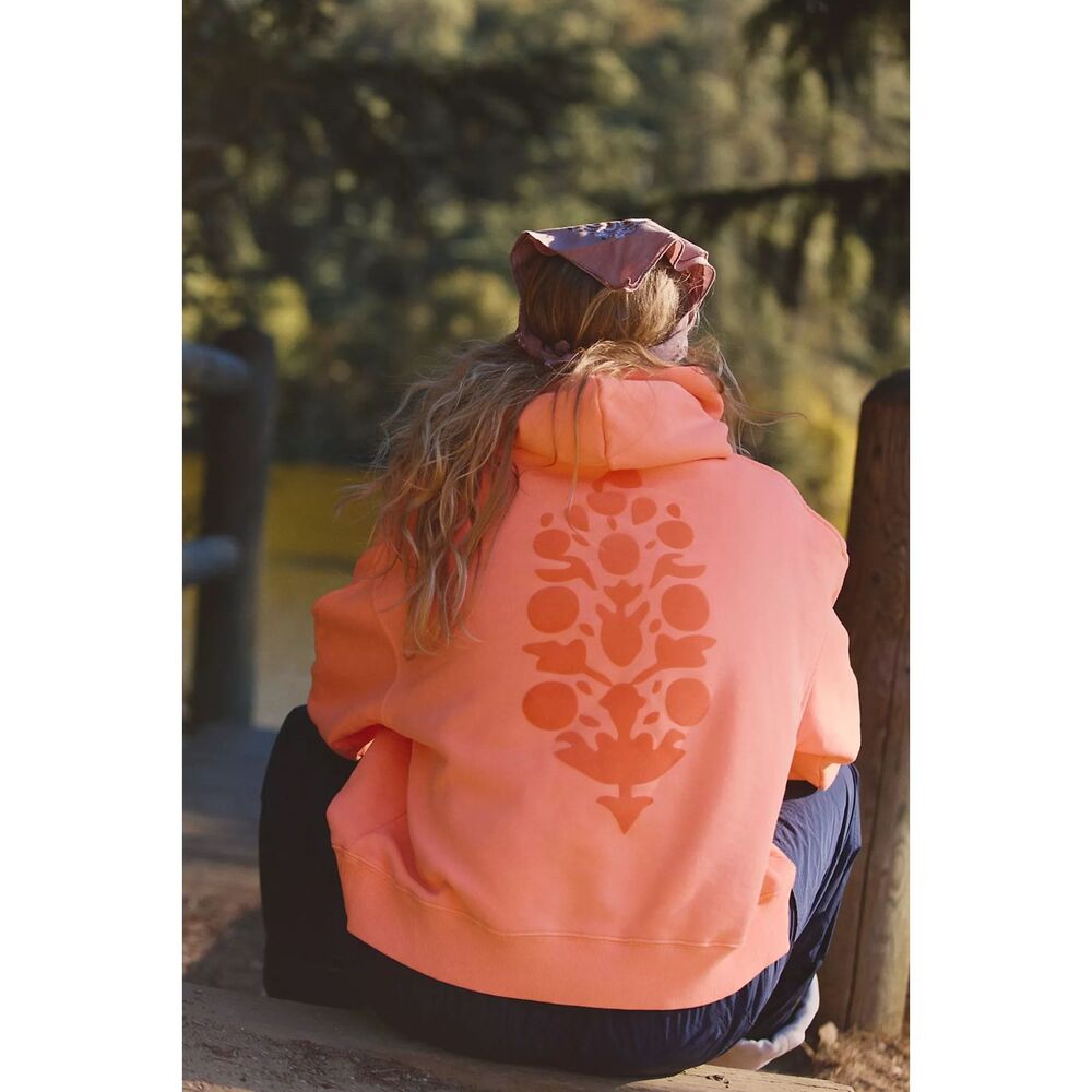 Free People A Cut Above Flocked Buti Logo Hoodie